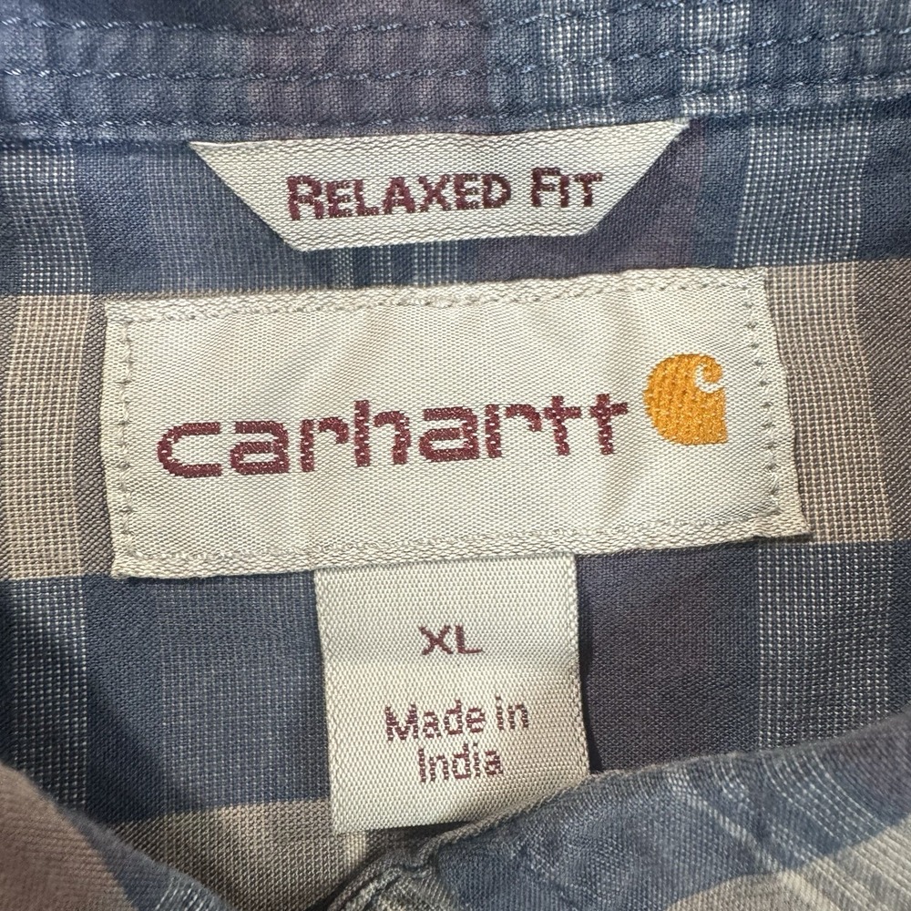 Carhartt Mens XL Relaxed Fit Plaid Button Down Shirt Long Sleeve Cotton Workwear - Picture 5 of 6